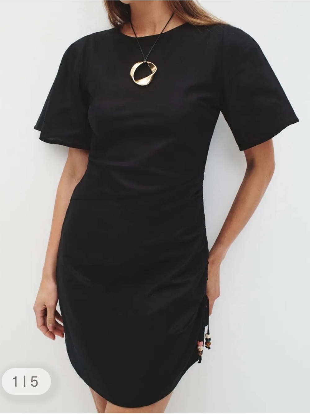 Lisa says gah medium NWT black linen mini dress side cinch